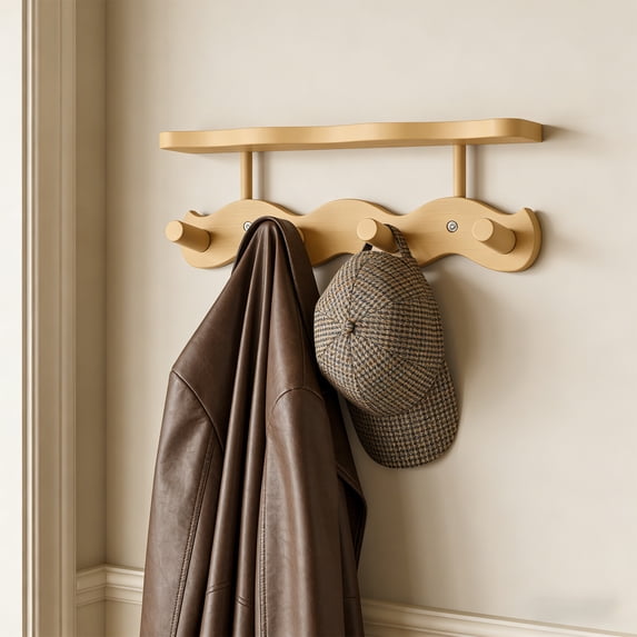Bxaolu Coat Rack Wall Mount with Shelf, Wood Wall Hooks with Shelf, Heavy Duty Entryway Shelf with 4 Hooks for Hanging Key Towel Hat Purse, Bathroom Bedroom, Rustic