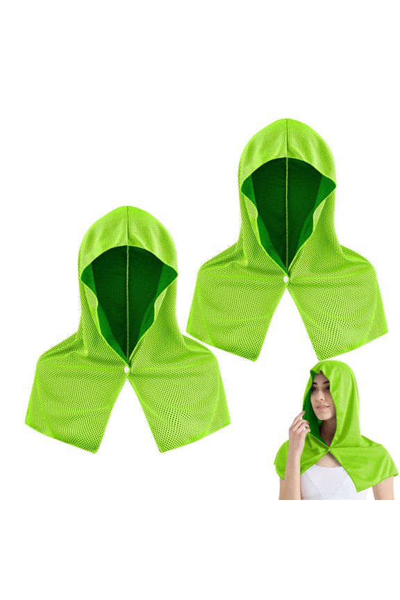 Cooling Hoodie Towels, Cooling Towels for Neck and Face, Sun Protection, Ice Towel for Summer, Head Towel for Sports, Camping, Cycling and More Activities, 2Pcs, Green