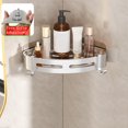 thumbnail image 1 of Bxaolu Corner Caddy Bathroom Shower Shelf Wall Mounted No Drilling 1-Tier Storage Shelves Adhesive Triangle Baskets Silver Bathroom Kitchen Storage Basket, 1 of 6