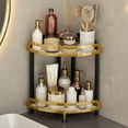 thumbnail image 1 of Bxaolu Corner Shower Caddy Standing - 2 Tier Shower Organizer Corner with Soap Holder, Rustproof Bathroom Standing Organizer, Kitchen Spice Rack Standing Shelf, Gold, 1 of 9