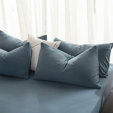 Bxaolu Cotton Pillow Cases Standard Size (18.9" x 29.13") Solid Color Cotton Pillow Cover Breathable Soft Bedding&nbsp; Pillowcases Set of 1, Blue