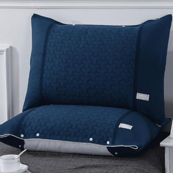 Bxaolu Cotton Pillowcases - Buttons Closure 27.5x19.7in Bedding Pillowcases Cover, Breathable and Soft Bed Pillow Cases, Dark Blue