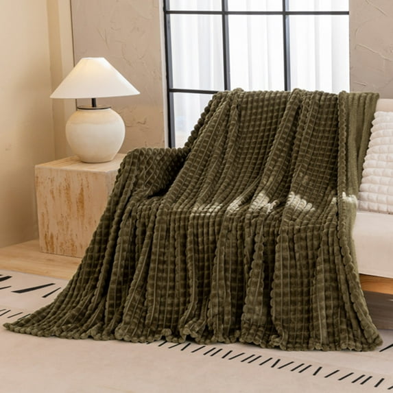 Bxaolu Cozy Fleece Throw Blanket for Couch, Soft Fuzzy Plush Cozy Throw Gifts Blanket for Women, Blanket for Sofa Office. 39.37×59in, Army Green