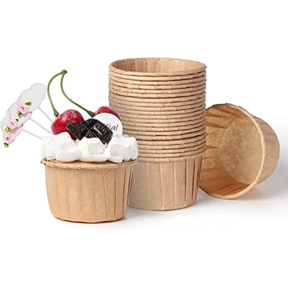 Bxaolu Cupcake Liners, 50pcs Muffin Baking Cups,Ramekin Holders, Heavy Duty Oil proof Wrappers for Wedding,Birthday,Party,Gift for Valentine's Day(Khaki)