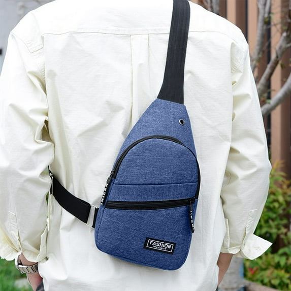 Bxaolu Daily Sling Bag with Adjustable Straps Crossbody Chest Bag Lightweight Small Backpack for Casual Traveling Hiking - Blue