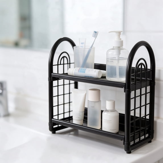Bxaolu Desktop Shelf Organizer, 2 Tier Office Shelves, Plastic Desk ...