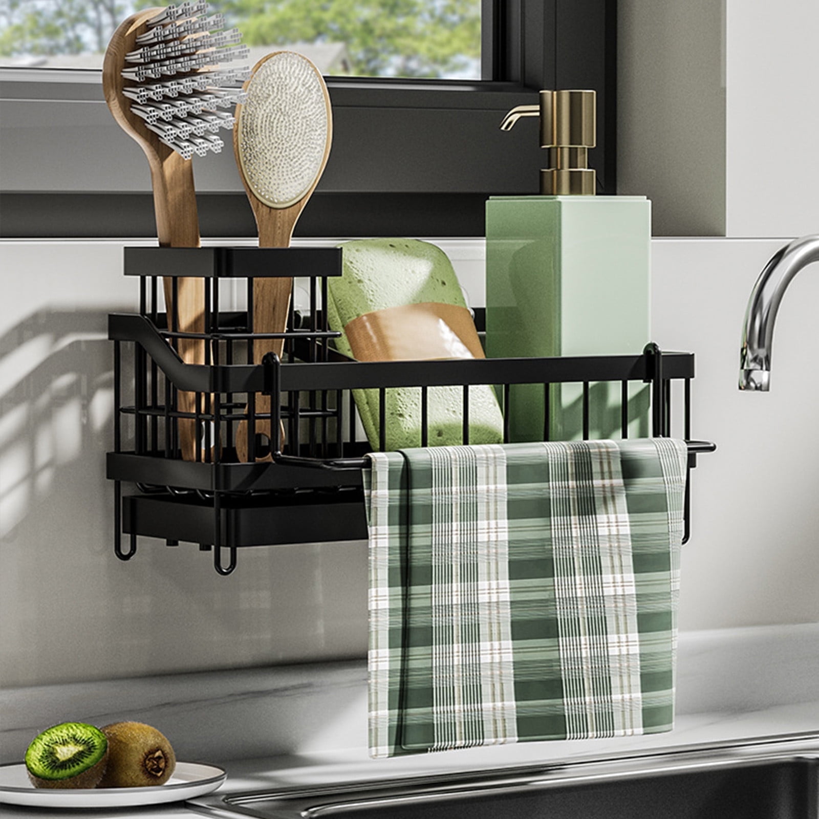 Bxaolu Dish Drying Rack for Kitchen Counter, Dish Rack with Cover Cutlery Holder, Multifunctional Adjustable Dish Dryer Drainer