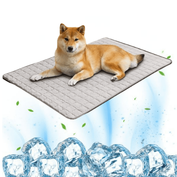 Bxaolu Dog Cooling Mat Foldable Cooling Pad for Dog in Summer Coolings Mat for Dogs and Cats Machine Washable (Light Gray,23.6"x 35.5")