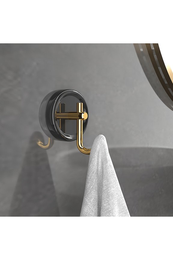 Door Hook, Extra Sticky 15LB (Max), Ceramic Holder for Hanging Towel, Coat, Cloth, Purse, Hat, Key, Heavy Duty Wall Mounted Self Adhesive Hanger for Shower Kitchen Bathroom (Black, 1Pack)