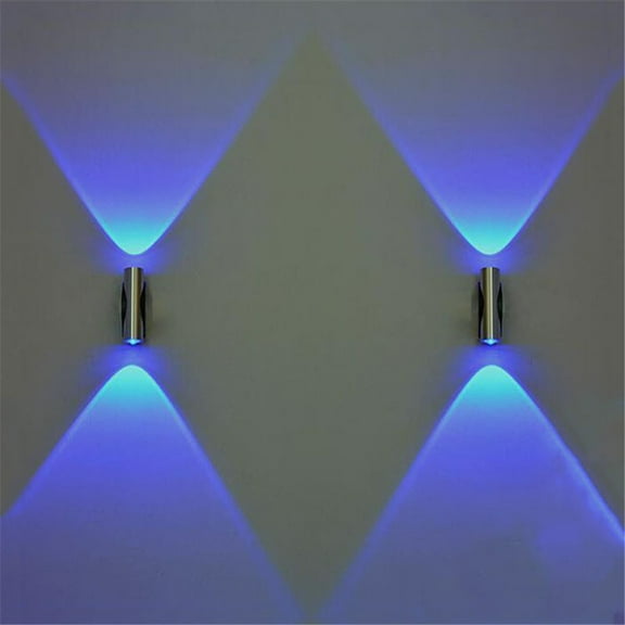 Bxaolu Double-Headed LED Light Bedroom Blue Aluminum Wall Sconces LED Wall Light for Home Decor 2W Vintage Lamp for Bedroom, 2Pack