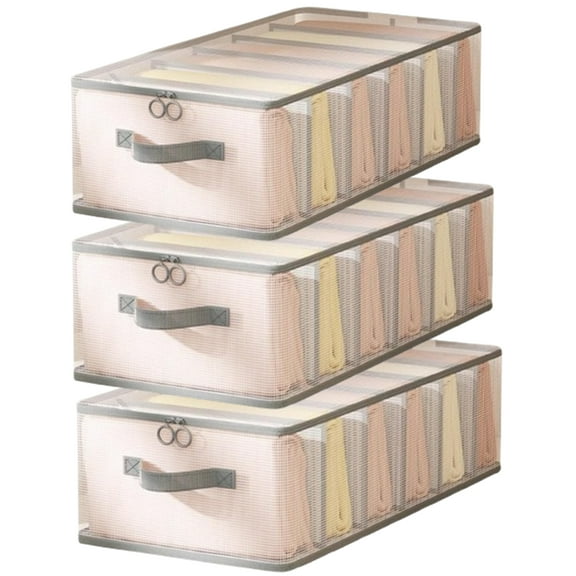 Bxaolu Drawer Organizer Clothes for Closet 3 Pack, Underwear Wardrobe Drawer Dividers, Foldable Dresser Storage Organizer Bins for Sock, Bra, Lingerie, Undies, Grey