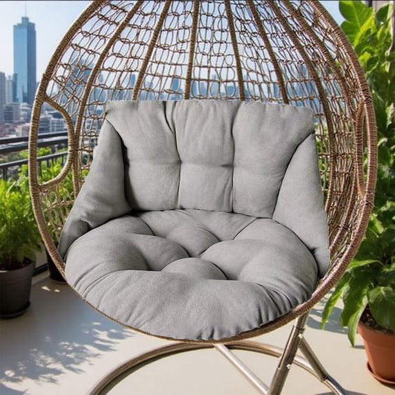 Bxaolu Egg Chair Cushion, Indoor Outdoor Egg Replacement Cushions, Patio Chair Cushions for Outdoor Funiture, Thickened Swing Hammock Egg Hanging Cushion, 27"x25" (Gray)
