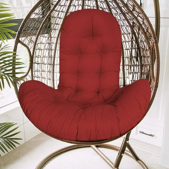 Bxaolu Egg Chair Cushion, Thickened Hanging Basket Seat Cushion Replacement, Indoor Outdoor Hammock Basket Swing Cushion, Patio Hanging Chair Cushion Replacement(Only Cushion) -Wine