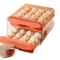 thumbnail image 1 of Bxaolu Egg Container Holders Dispenser for Refrigerator 32 Eggs, 2 Tier Clear Stackable Holder Tray with Drawer for Fridge, Storage Container with Handles for Refrigerator, Countertop, Orange, 1 of 8