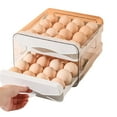 thumbnail image 1 of Bxaolu Egg Container Holders Dispenser for Refrigerator 32 Eggs, 2 Tier Clear Stackable Holder Tray with Drawer for Fridge, Storage Container with Handles for Refrigerator, Countertop, White, 1 of 8