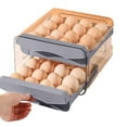 thumbnail image 1 of Bxaolu Egg Container Holders Dispenser for Refrigerator 32 Eggs, 2 Tier Clear Stackable Holder Tray with Drawer for Fridge, Storage Container with Handles for Refrigerator, Countertop, Gray, 1 of 8