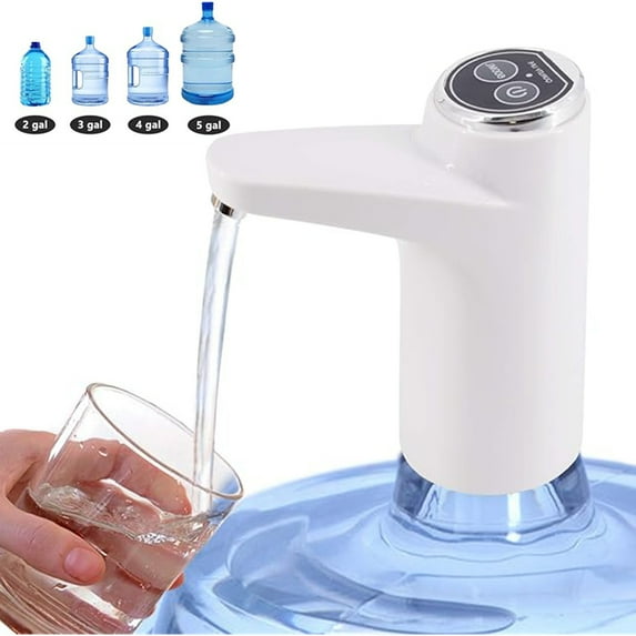 Bxaolu Electric Drinking Portable Water Dispenser, Water Dispenser, Portable Water Bottle Pump for Universal 3, 4 and 5 Gallon with USB Electric Charging and Automatic Off Switch (White)
