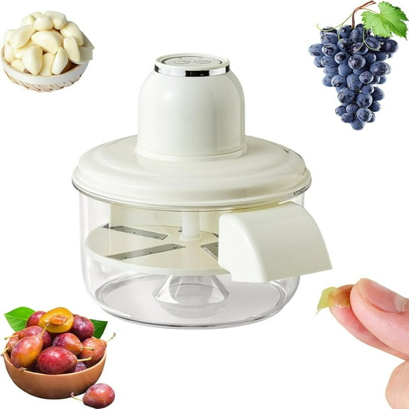 Bxaolu Electric Grape Peeling Machine, Automatic Small Fruit Garlic Peeler Machine Cherry Tomato Garlics Peeler Skin Remover Tool, Rechargeable Smart Fruit Machines for Home Kitchen(1PC, White)