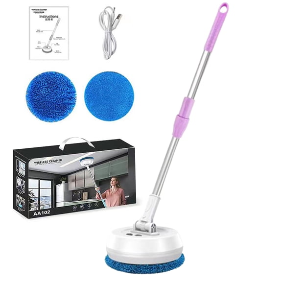 Bxaolu Electric Mop for Floor Cleaning, 54.5“ Long Handle Cordless Spin Mopper Motorised Electric Mops for Hardwood Tile Laminate Floor Daily Cleaning (Wet/Dry Pad)