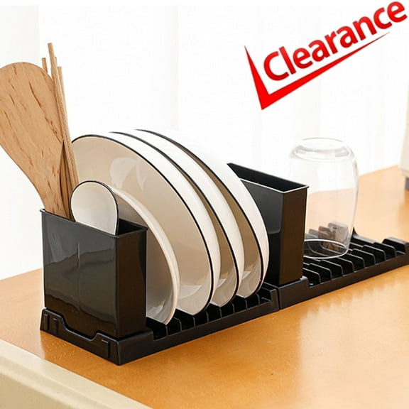 Bxaolu Expandable Dish Rack, Compact Dish Drainer, Dish Drying Rack with Cutlery Holder Plate Rack, Small Sink Drainer for Sink or Kitchen Countertop