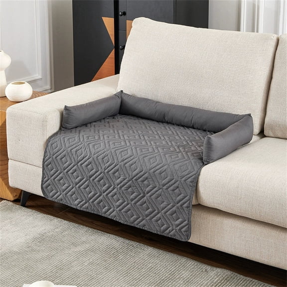 Bxaolu Extra Large Dog Couch Bed, 30 x 30 inch Dog Bed for Couch, Durable Soft Dog Bed Mats with Washable Removable Cover Protector for Sofa, Bedside - Dark Gray