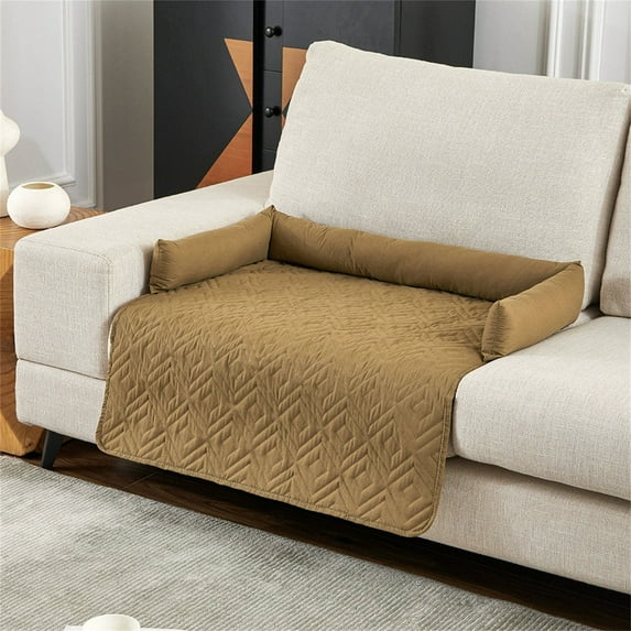 Bxaolu Extra Large Dog Couch Bed, 30 x 30 inch Dog Bed for Couch, Durable Soft Dog Bed Mats with Washable Removable Cover Protector for Sofa, Bedside - Khaki