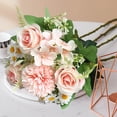thumbnail image 1 of Bxaolu Fake Flower Bouquet Purple Artificial Silk Flower Arrangements Faux Rose Peony Flowers for Bridal Bouquets Wedding Table Centerpieces Funeral Spring Summer Decor, 1 of 6