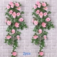 thumbnail image 1 of Bxaolu Fake Hanging Flower, 2PCS Artificial Rose Vine Plants Flowers Wedding Home Decoration and Wall Décor 2.95Ft / 33.5 Inch(Pink), 1 of 7