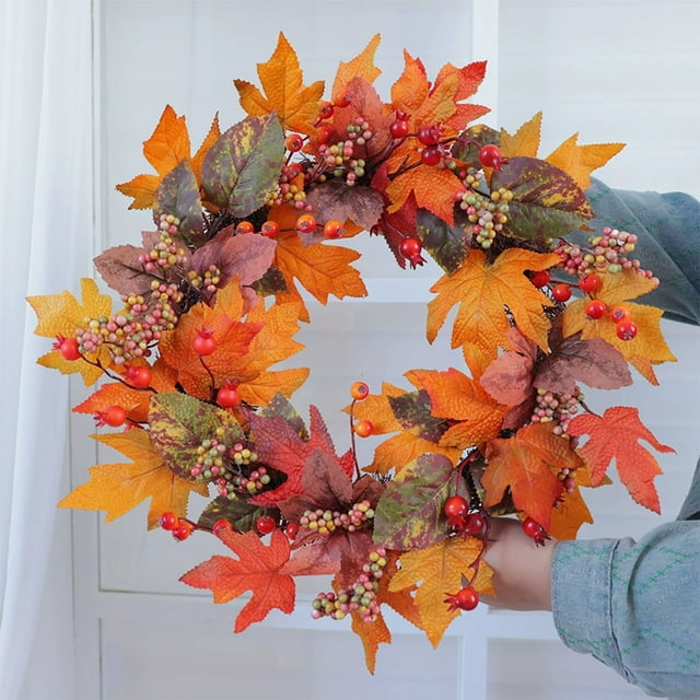 Bxaolu Fall Wreath 20’’ Autumn Front Door Wreath Harvest Wreath with