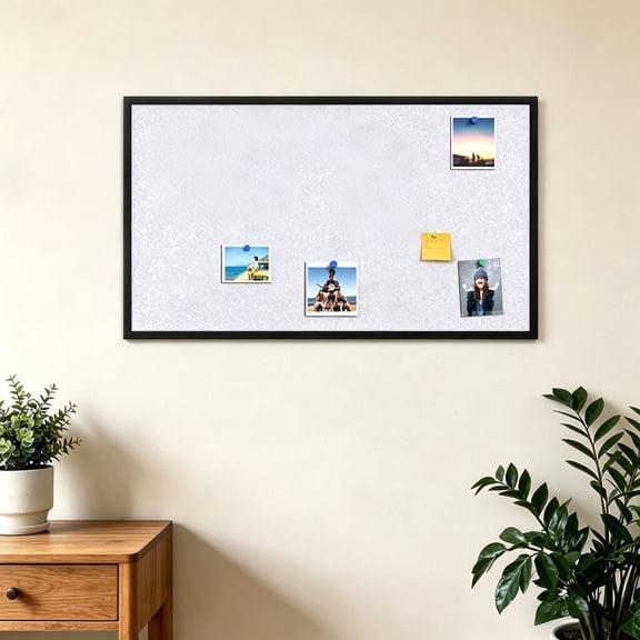 Bxaolu Farmhouse Linen Bulletin Board, 16" x 24", White Wood Frame, Hanging Wood Framed Bulletin Board, Picture Display Vision Board Corkboards for Wall Home Room Office Decor
