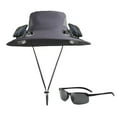 thumbnail image 1 of Bxaolu Fishing Hats with Sunglasses, Wide Brim Sun Hat with 2 Solar Fan, USB & Solar Powered Fishing Hats, Solar Fan Hats UPF 50+ for Camping, Travel (Gray), 1 of 6
