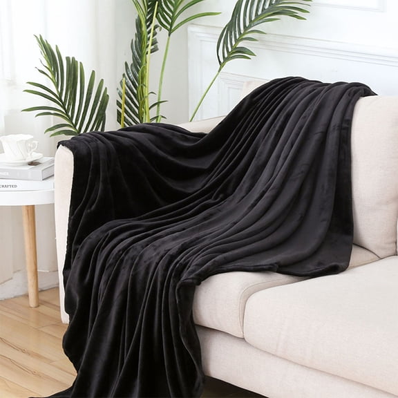 Bxaolu Fleece Blanket Super Soft Cozy Throw Blanket (78.7"x90.5"), Lightweight Fuzzy Comfy Flannel Blanket for Couch Sofa Bed Office, Warm Plush Blankets for All Season, Black