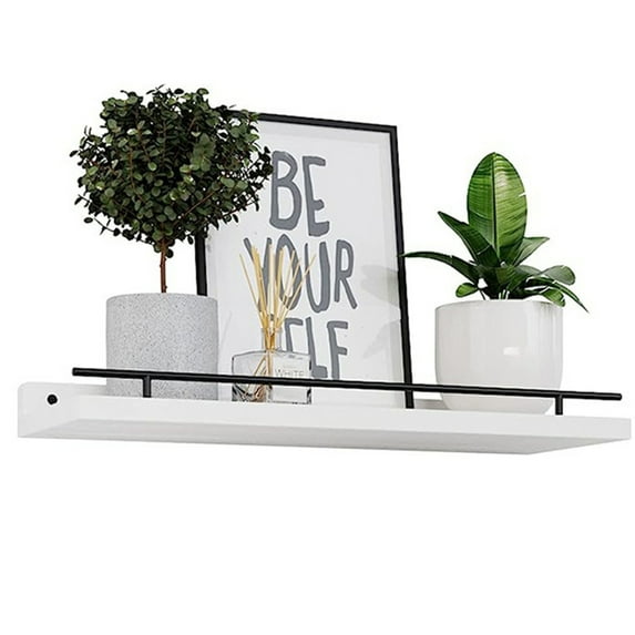 Bxaolu Floating Shelves for Wall, Wall Shelves for Decor Storage, Wall Mounted Wood Shelf for Bedroom, Living Room, Bathroom, Kitchen, Picture Ledge Shelf, White, 1Pack