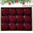 thumbnail image 1 of Bxaolu Flocking Ball Christmas Ball Dark Velvet Christmas Ball 2.36inch Christmas Tree Decoration 12PCS Shatterproof Xmas Balls Ornament for Holiday Wedding Party Home Decor (Red), 1 of 9