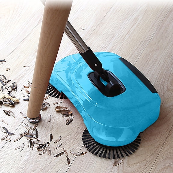 Bxaolu Floor Sweeper Manual, 2-IN-1 Carpet Cleaner Machine Push Broom Clean Lazy Dustpan Trash Bin 360° Rotating Floor Clean Mop wiht 41" Long Handle for Hardwood Ceramic Tiles