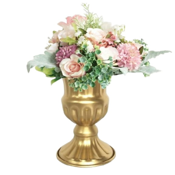 Bxaolu Flower Vases for Centerpieces: Vintage Iron&nbsp;Vase for Wedding 6.3 Inch Small Pedestal Vase for Party Wedding Centerpieces for Table Metal Urn for Garden Home Decor - Gold