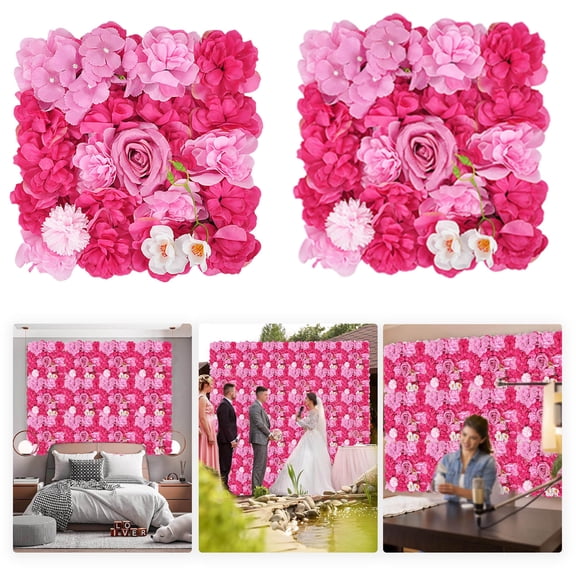 Bxaolu Flower Wall Panel, Artificial Floral Wall Background Mesh Backing Mat, Seamless Design, Easy Installation for Wedding Valentines Day Home Party Backdrop Decor, 13"x13", Multicolor