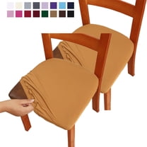 Bxaolu Seat Covers for Dining Room Chair Set of 2 - Stretch Fit Removable Washable Anti-Dust Desk Chair Seat Cushion Protectors - Khaki Chair Covers