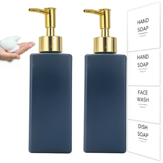 Bxaolu Foaming Soap Dispenser, Glass Foam Pump Soap Dispenser, Hand Soap Dispenser, 11.8 Oz Refillable Liquid Soap Dispenser for Bathroom, Kitchen, Blue, 1 Pack