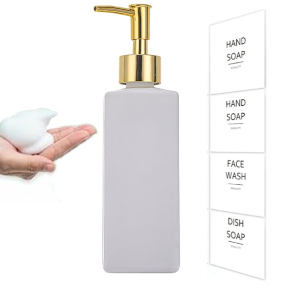 Bxaolu Foaming Soap Dispenser, Glass Foam Pump Soap Dispenser, Hand Soap Dispenser, 11.8 Oz Refillable Liquid Soap Dispenser for Bathroom, Kitchen, White, 1 Pack