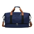 thumbnail image 1 of Bxaolu Foldable Dry/Wet Separation Travel Duffel Bag with Shoe Compartment Large Capacity Folding Weekender Overnight Bag Lightweight Waterproof Gym Tote Bag (Blue), 1 of 6