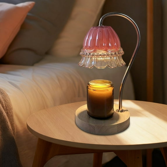 Bxaolu Fragrance Candle Warmer Lamp, Electric Candle Warmer with Dimmer, Mom Christmas Birthday Gifts for Women, House Warming Gifts New Home Bedroom Decor, Pink