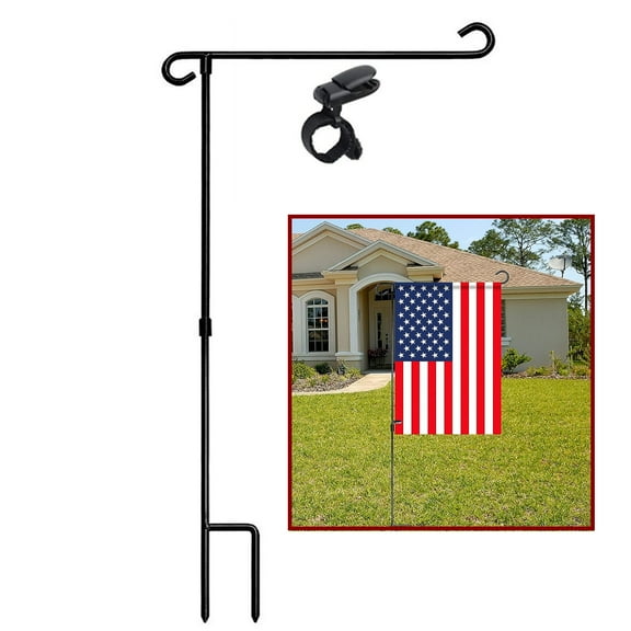 Bxaolu Garden Flag Stand Pole Easy To Install Sturdy Wrought Iron Fits 12.5inch X 18inch Mini Flags