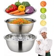 thumbnail image 1 of Bxaolu Germany Multifunctional Stainless Steel Basin,2026 New Shredding & Drainage Chopping Basin, 3-in-1 Strainer and Drain Basket for Vegetables Fruits,Rice Rinser Food Graters (11"/28cm), 1 of 9