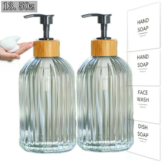Bxaolu Glass Soap Dispenser, Bathroom Hand Soap Dispenser, Kitchen Hand soap Dispenser, with Rust Proof Pump,13.5oz(White)