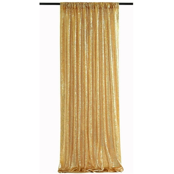 Bxaolu Gold Sequin Backdrop Curtains 24" x 95" Glitter Party Backdrop Sparkly Fabric Curtain for Wedding Stage Background Decorations Christmas Party Decor, 1 Panel