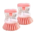 thumbnail image 1 of Bxaolu Good Grips Soap Dispensing Palm Brush, Dish Brush with Soap Dispenser for Dishes Pot Pan Kitchen Sink Scrubbing, Pink 2pcs, 1 of 8