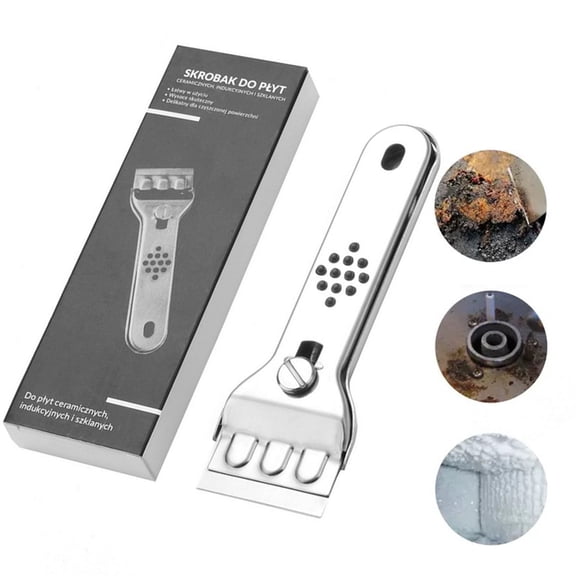 Bxaolu Grill Scraper Heavy Duty Griddle Scraper Set with 5 Replacement Blades Flat Top Grill Accessories Griddle Cleaning Kit,for Kitchen Outdoor Grill Cleaning, Silver