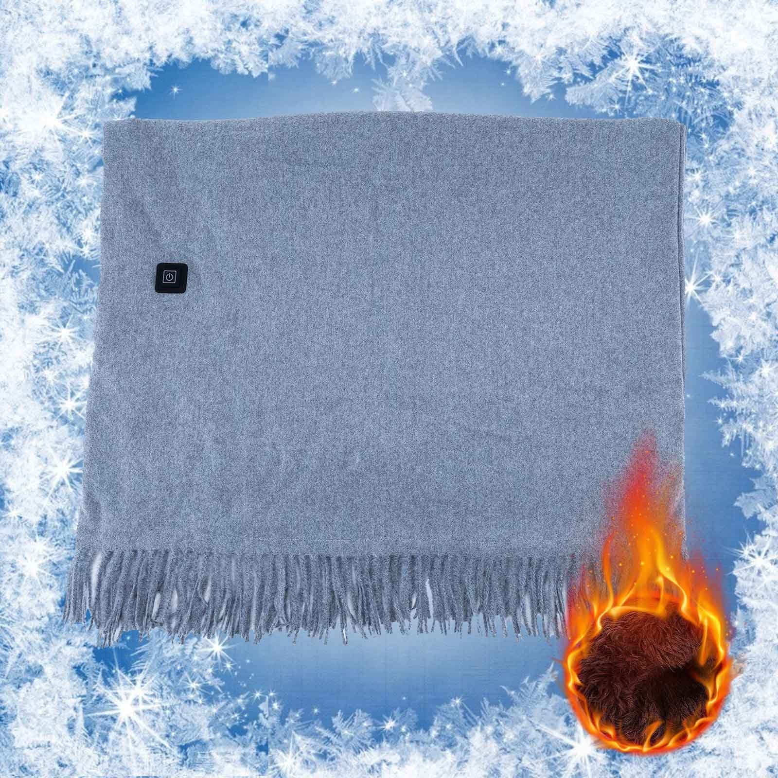 Bxaolu Heated Blanket, Cozy Portable Heated Blanket Battery Operated,Cordless USB Heated Shawl, Wearable Heating Blanket for Car, Heated Throw Wrap, 78"L x 26"W, Gray