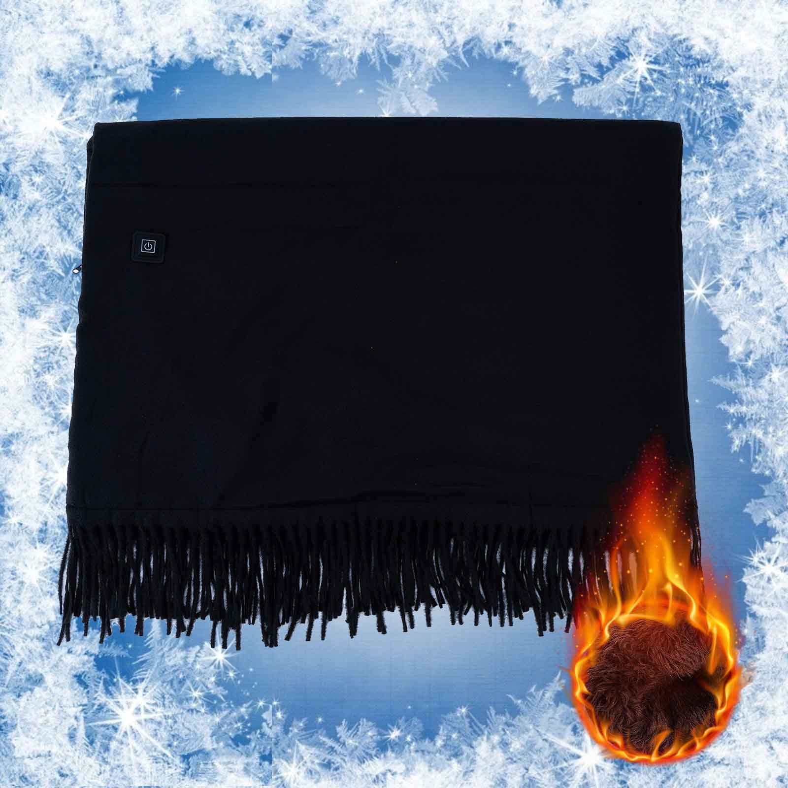 Bxaolu Heated Blanket, Cozy Portable Heated Blanket Battery Operated,Cordless USB Heated Shawl, Wearable Heating Blanket for Car, Heated Throw Wrap, 78"L x 26"W, Black
